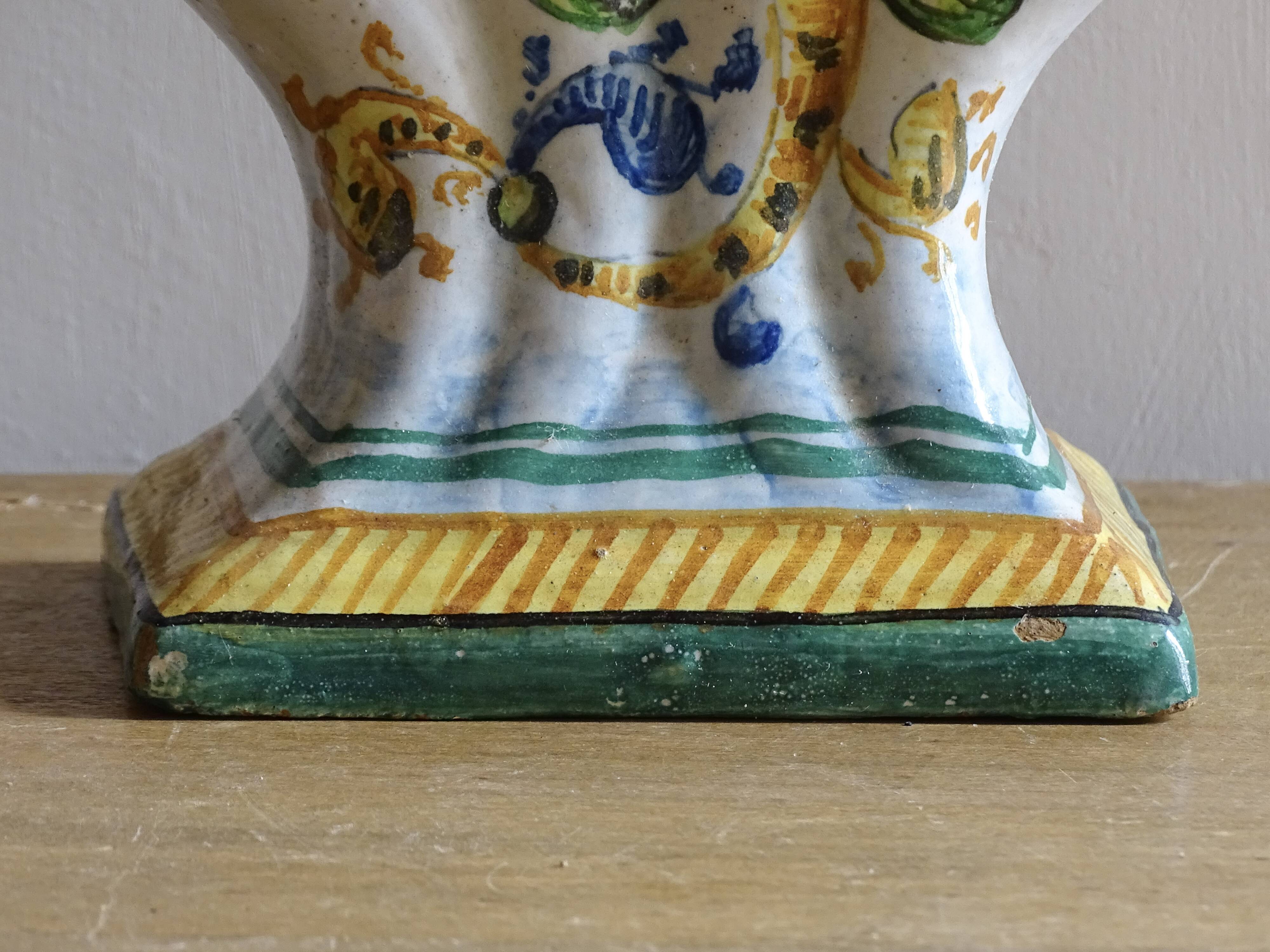 Italian Maiolica Ceramic Tulip Vase or Tulipière