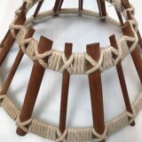 Hanging lamp in linen wood and wool