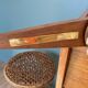 Vintage teak, brass and glass chandelier