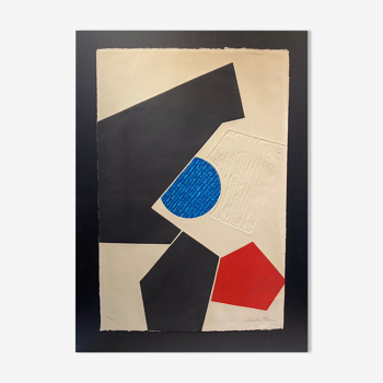 Geometric lithograph signed Jacqueline Debutler, numbered, mid-twentieth century