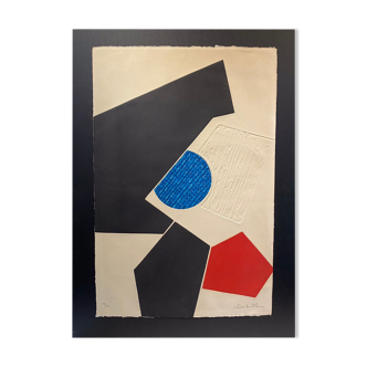 Geometric lithograph signed Jacqueline Debutler, numbered, mid-twentieth century