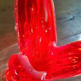 Trilobe vase in transparent Murano glass and vintage magenta