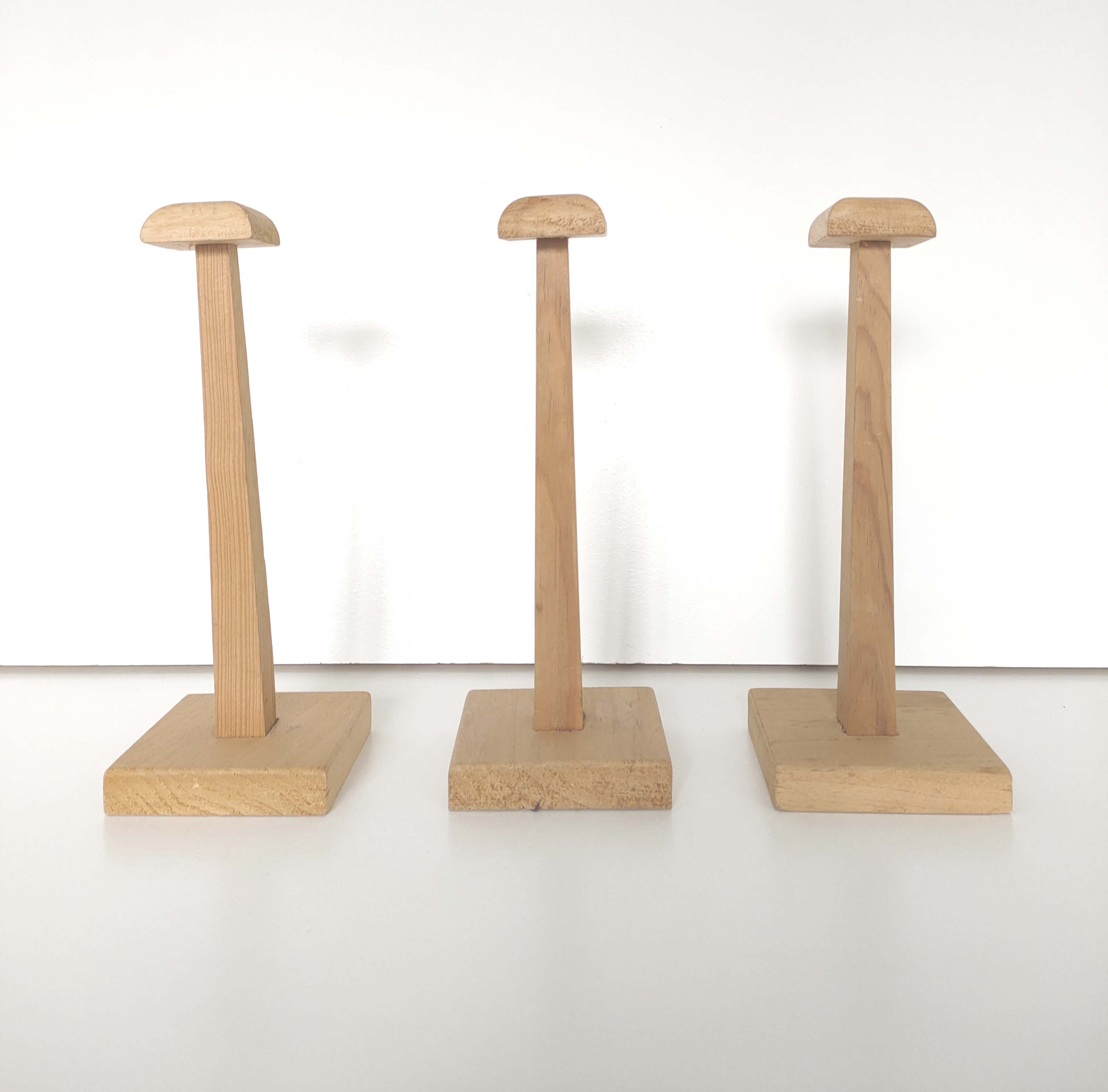 Trio wooden hats holders