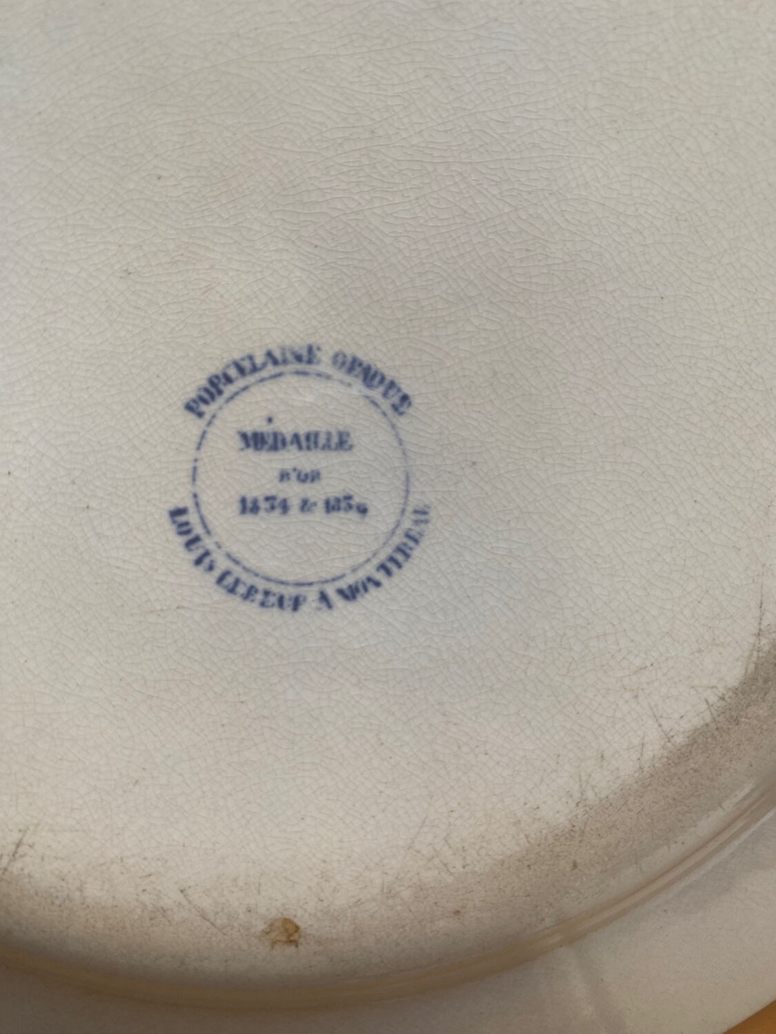 Creil Montereau - duo of blue plates