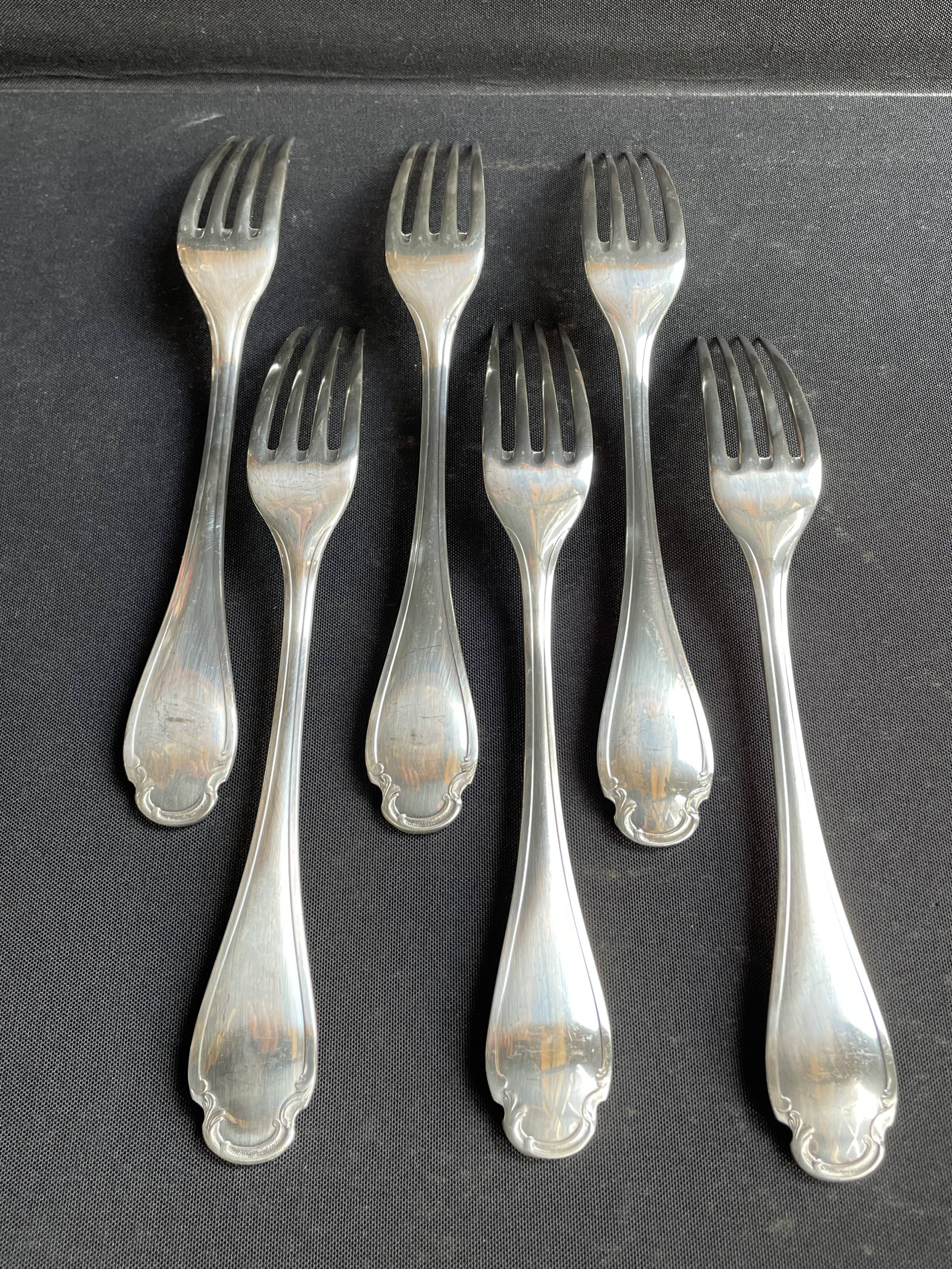 6 christofle pompadour table forks