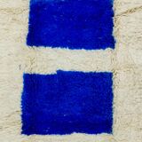 Modern Moroccan Berber Rug Klein Blue and White