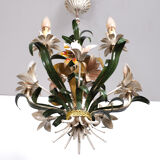 Italian metal flower chandelier, 1960s