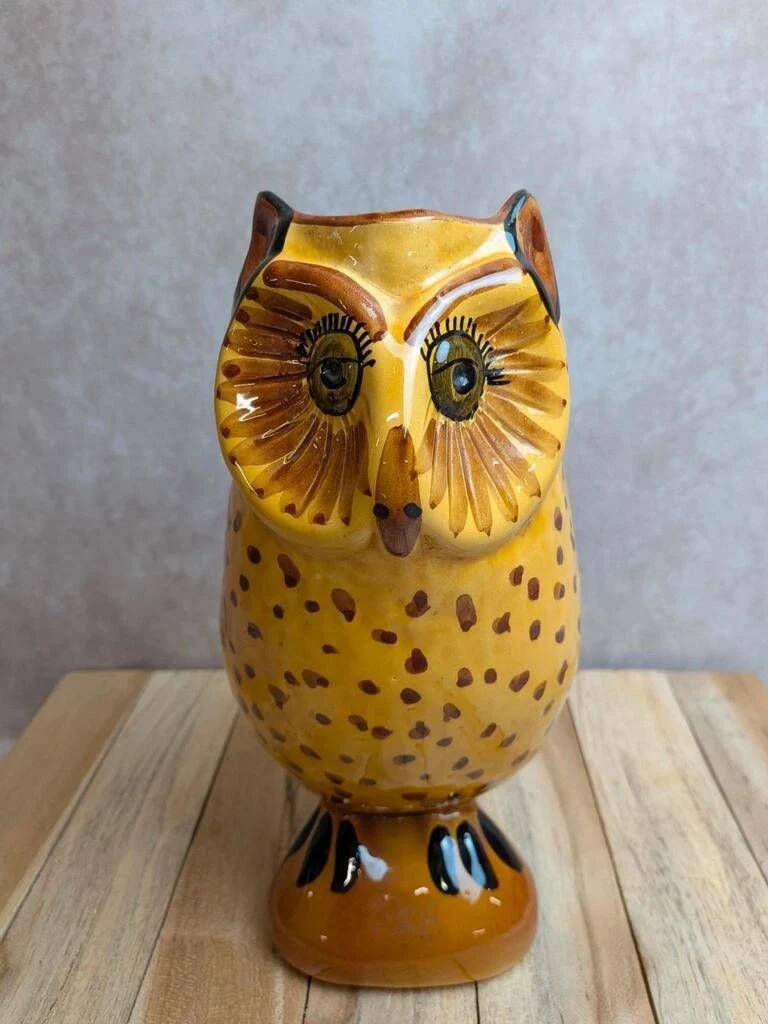 Vintage zoomorphic pitcher in glazed ceramic – Owl