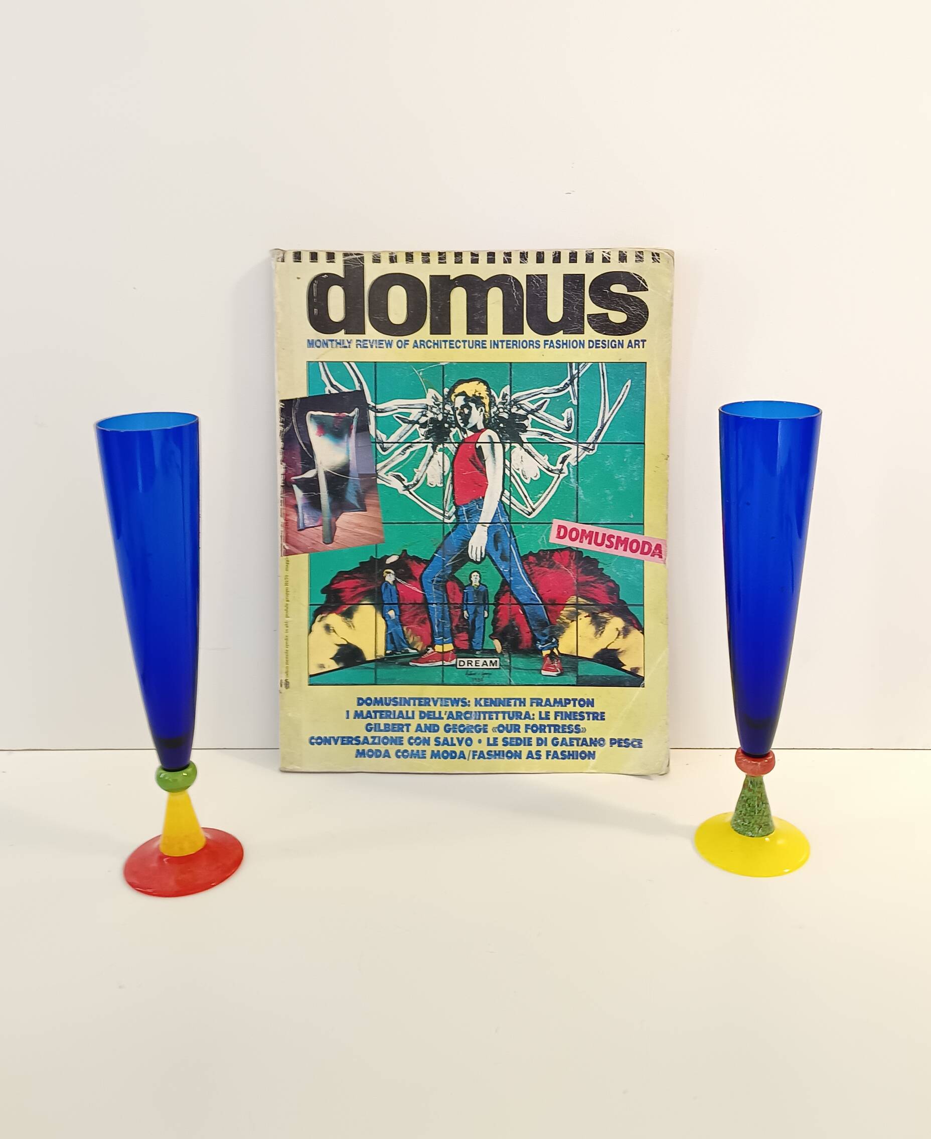 Pair of Blue Murano Glass Flutes by Bisazza & Rotella, Italy 2000