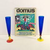 Pair of Blue Murano Glass Flutes by Bisazza & Rotella, Italy 2000