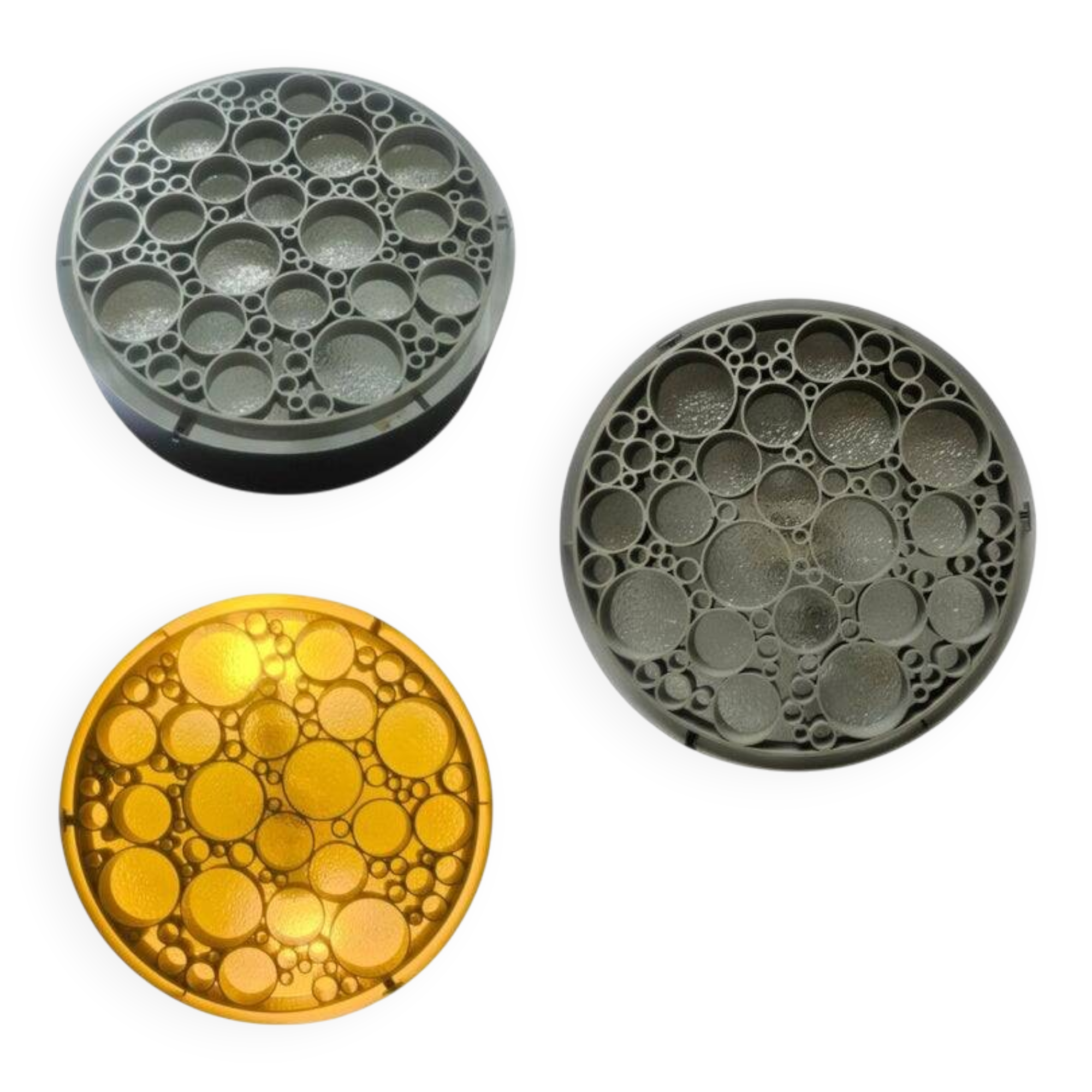 Set of three large rare midcentury flush mounts Alliance, RAAK, 1970