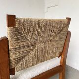 Pair of oak and straw armchairs, reconstruction style
