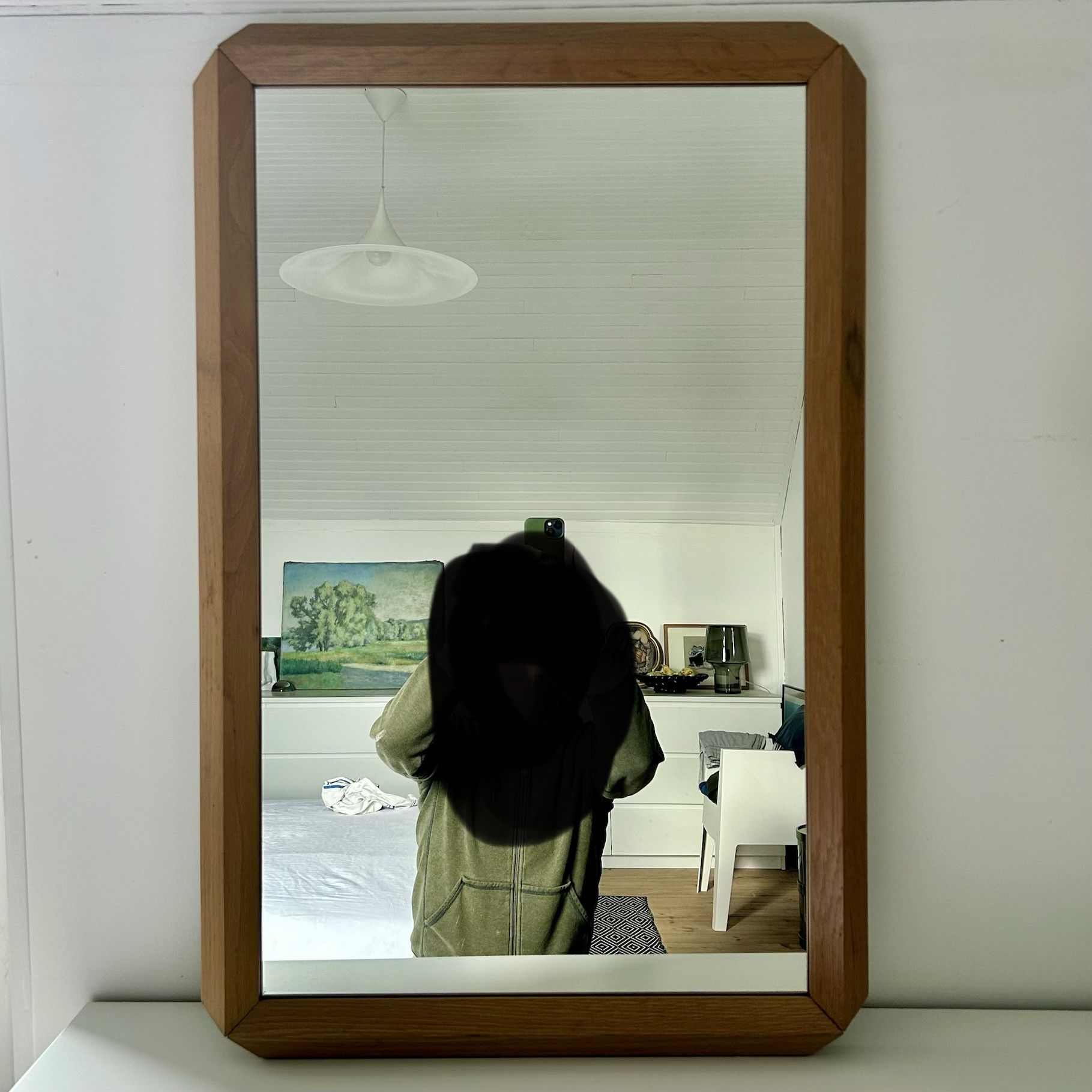 Large oak Mid-century mirror