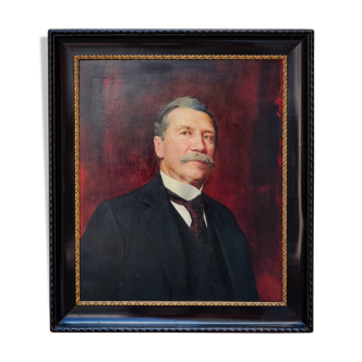 Portrait of a 19th century Swiss nobleman with blackened wood frame
