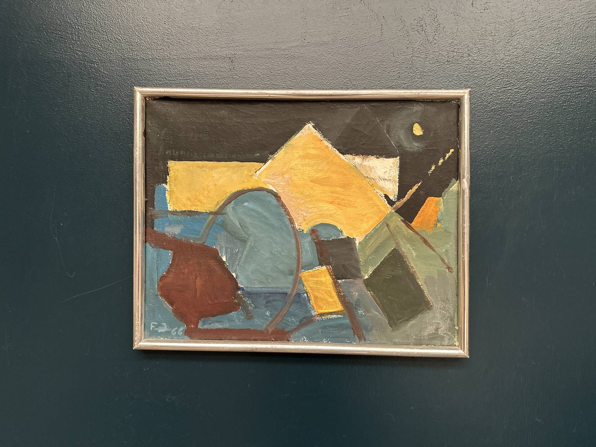 Swedish Oil on Canvas – “Abstract Composition” – Dated 1966 – Vintage
