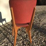 6 Chaises vintage 1970 en skaï rouge
