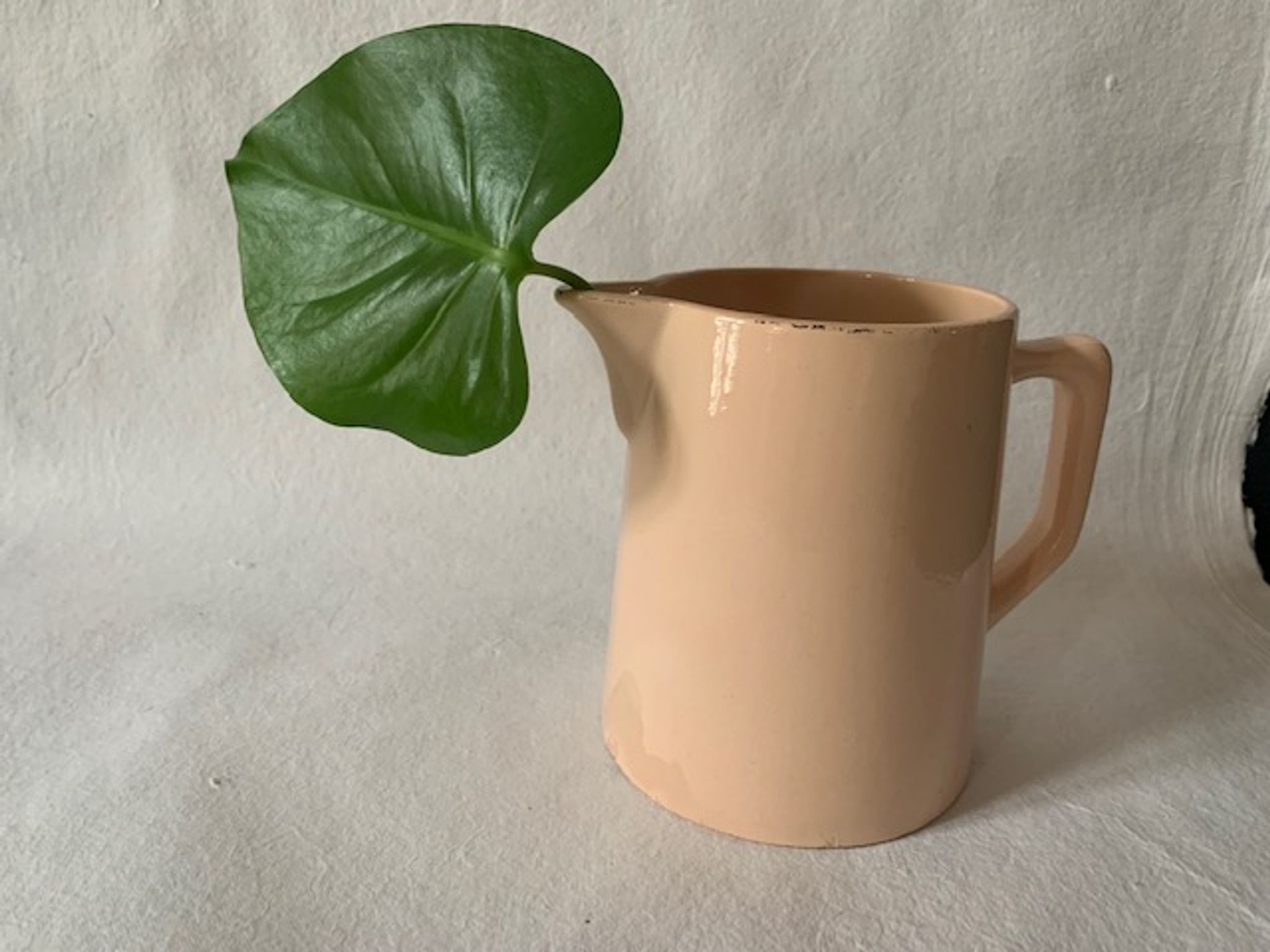 Pink porcelain carafe, Sarreguemines, 1930, France