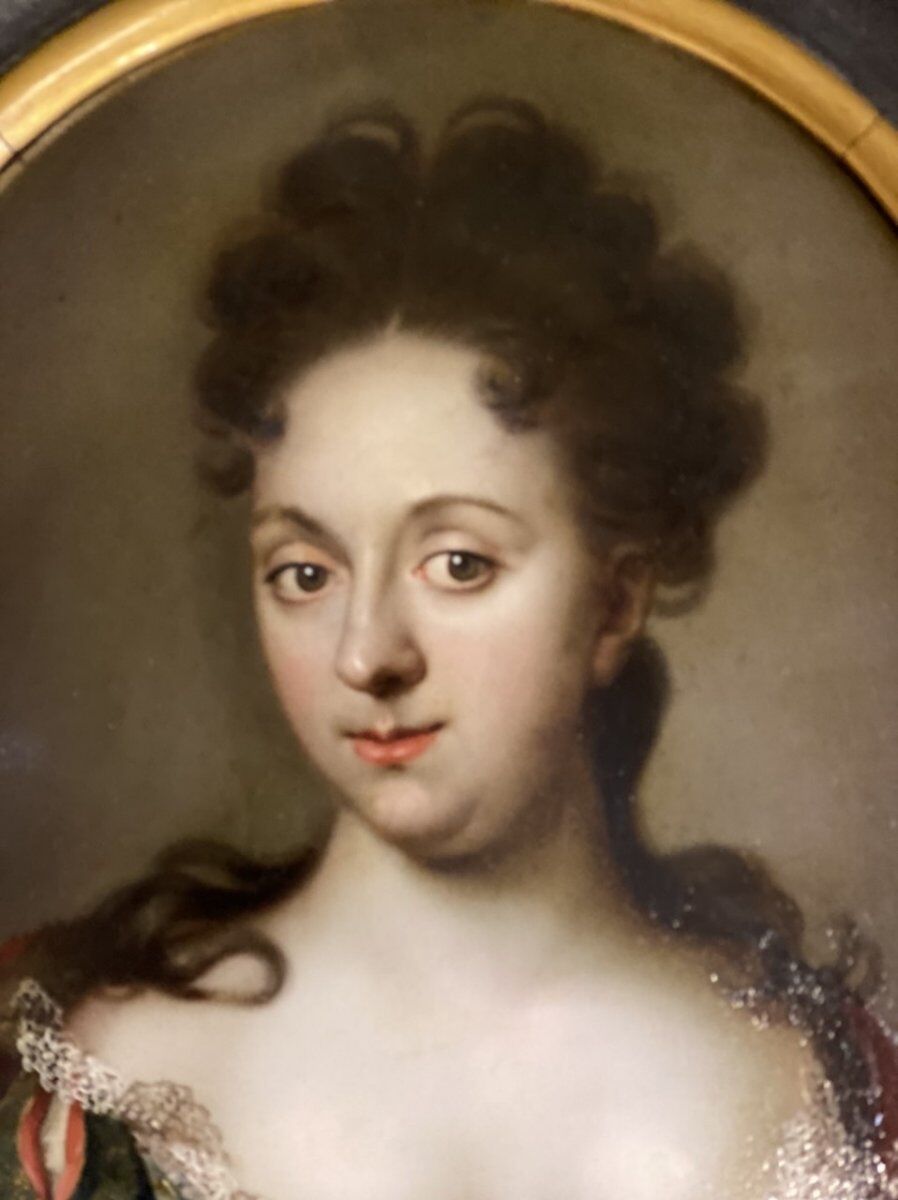 Oil on copper, female portrait, late 17th century.