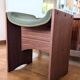 Vintage 70s dressing table with triptych mirror and matching bench.
