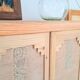 Parisian Art Deco wardrobe in stripped natural wood – floral patterns
