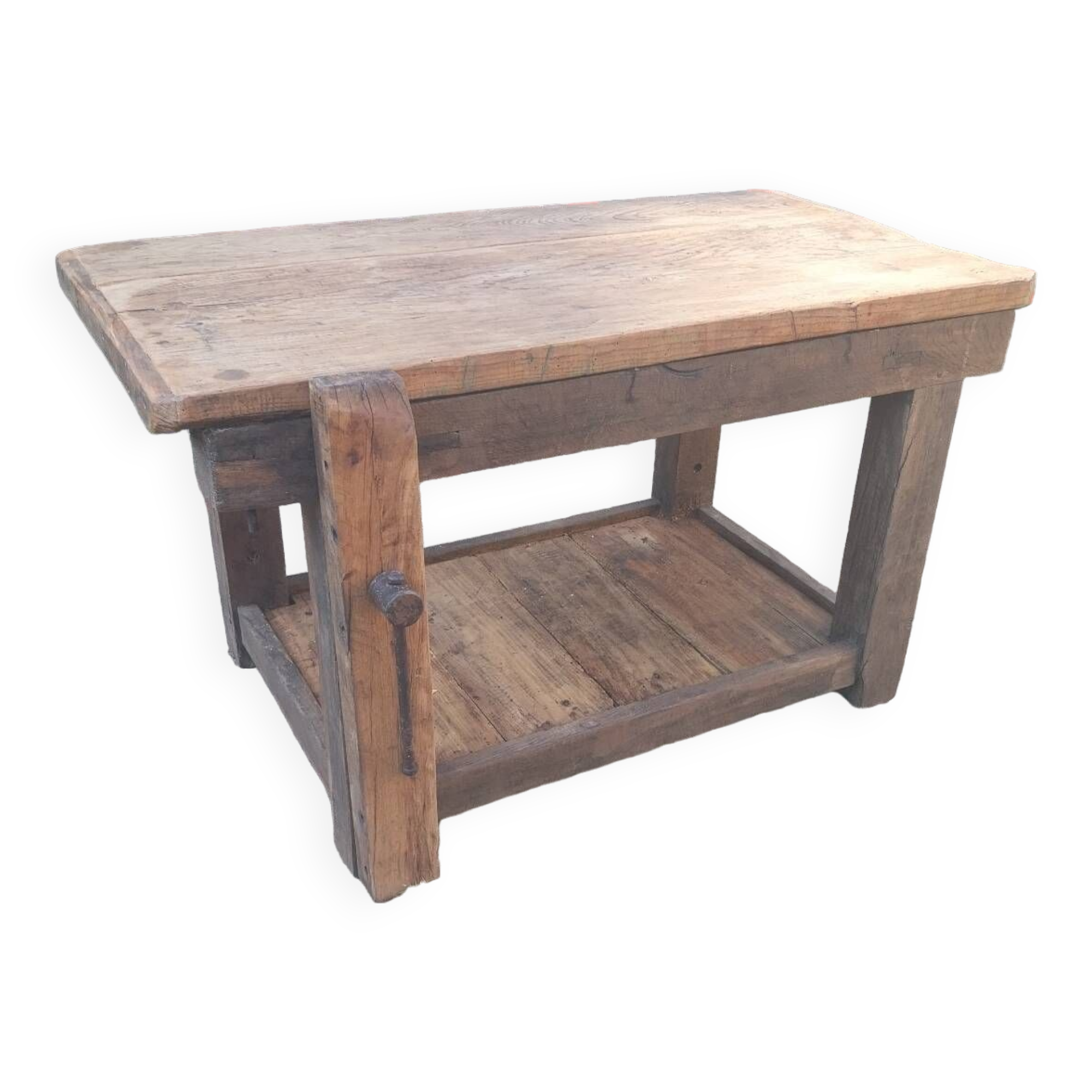 Wooden island table workbench