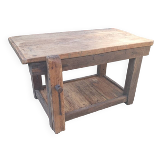 Wooden island table workbench