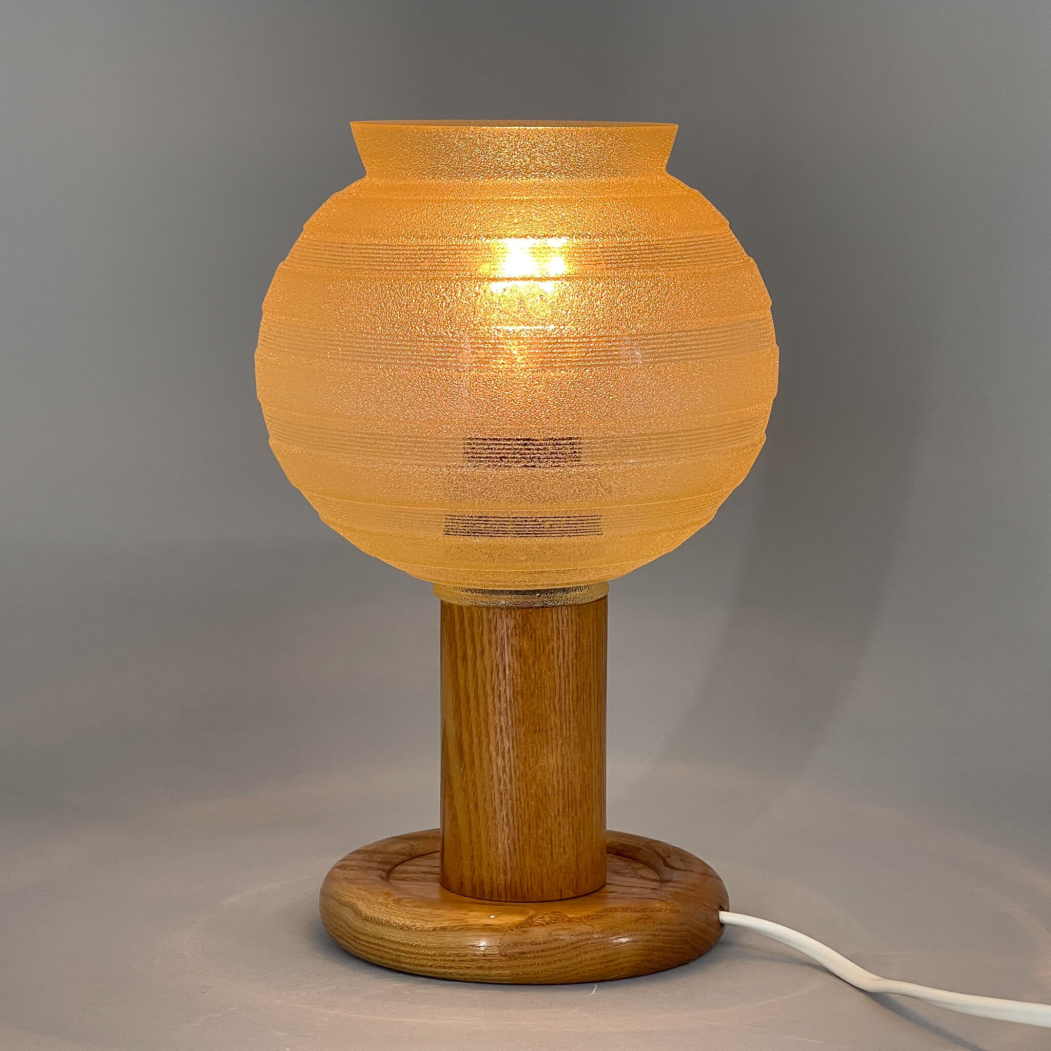 Mid-century Wood & Glass Table Lamp, 1970s