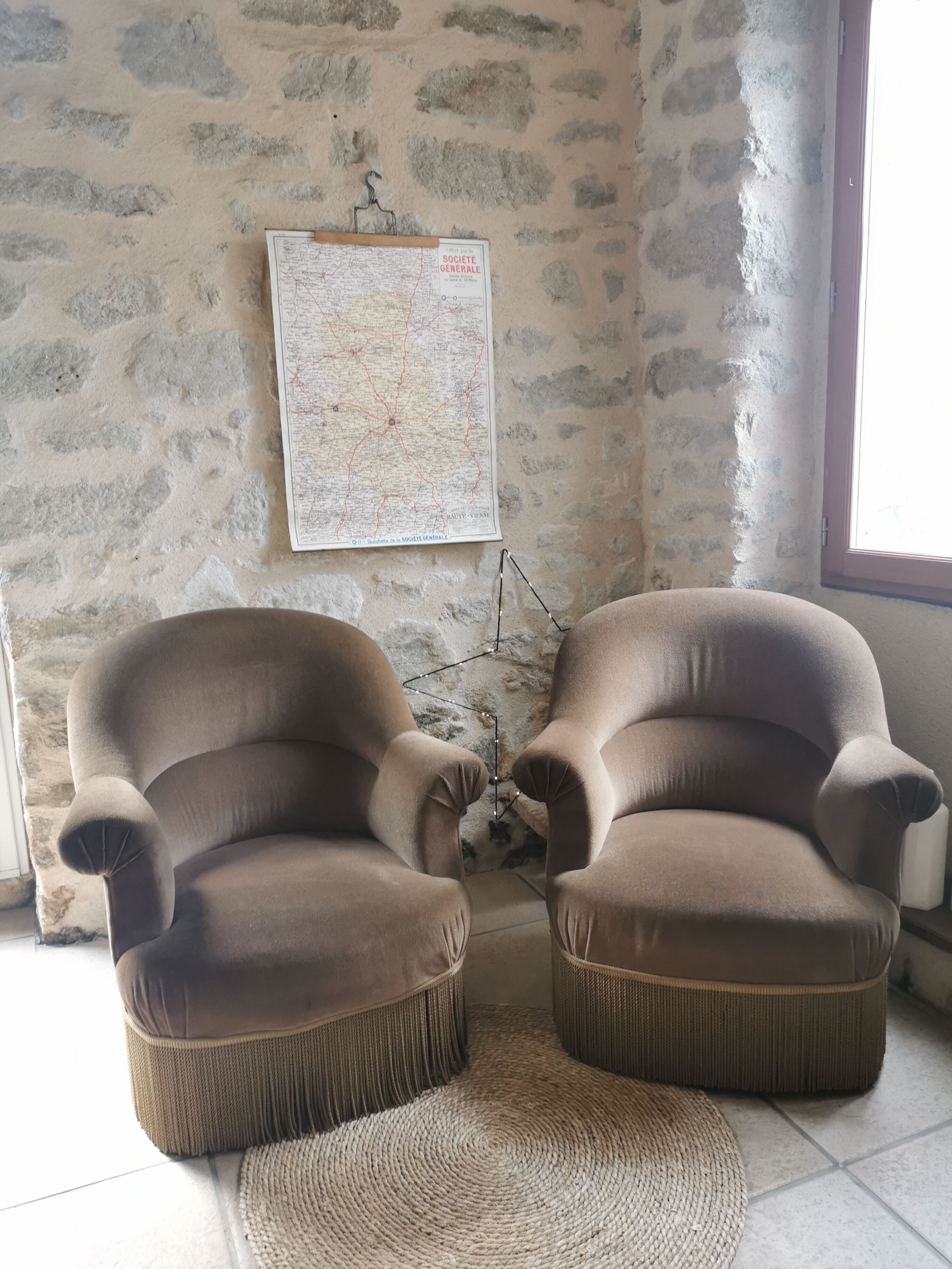 Pair of frozen brown toad armchairs