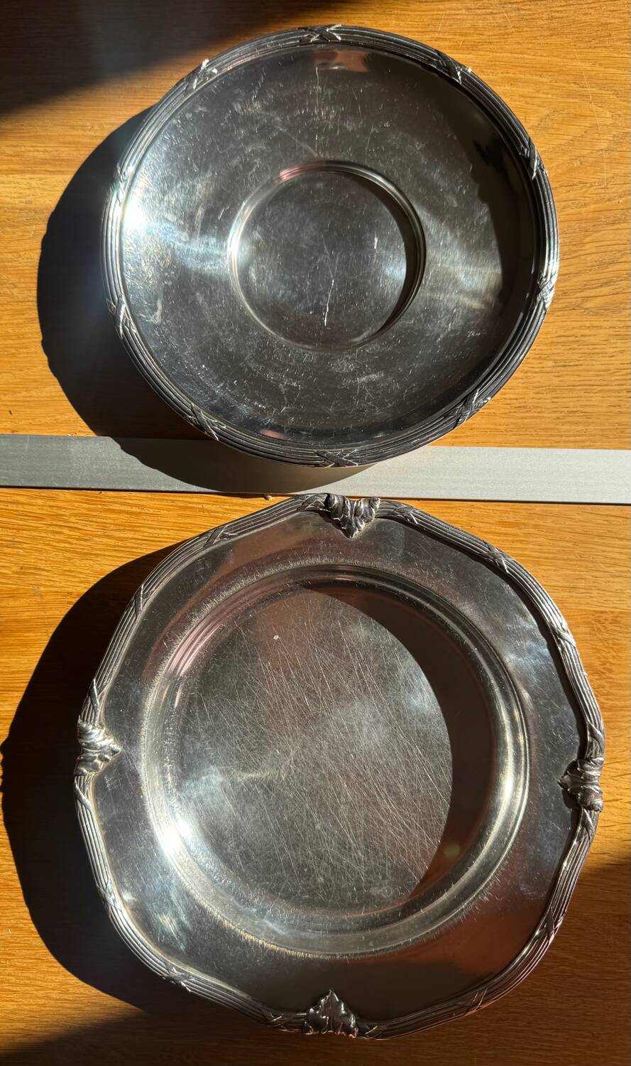 Two small dishes stamped Durousseau (Lyon)