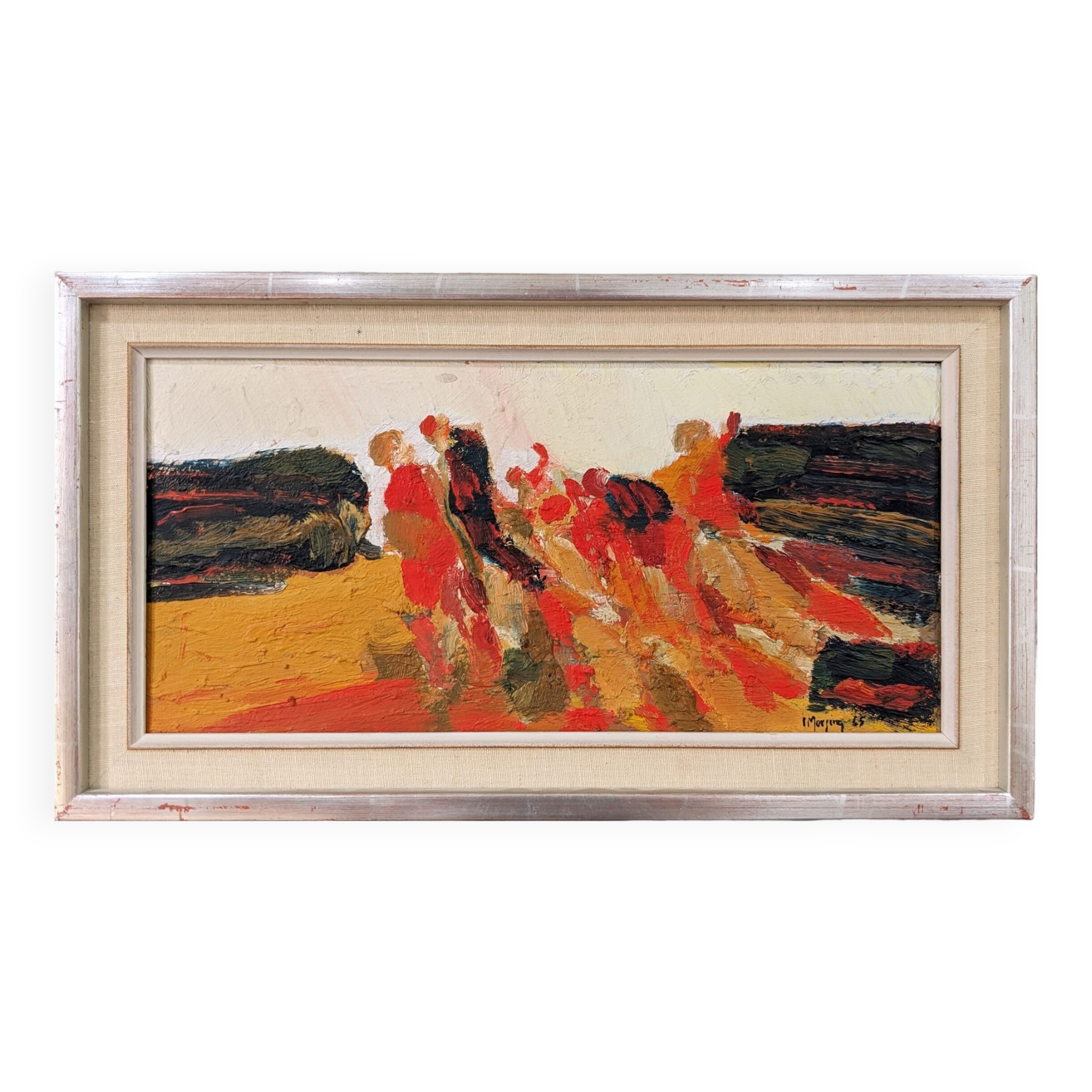 1965 Mid-Century Modern Swedish "Connection", Abstract Framed Oil Painting by Ivar Morsing