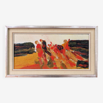 1965 Mid-Century Modern Swedish "Connection", Abstract Framed Oil Painting by Ivar Morsing