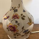 Vintage faience lamp with bird décor
