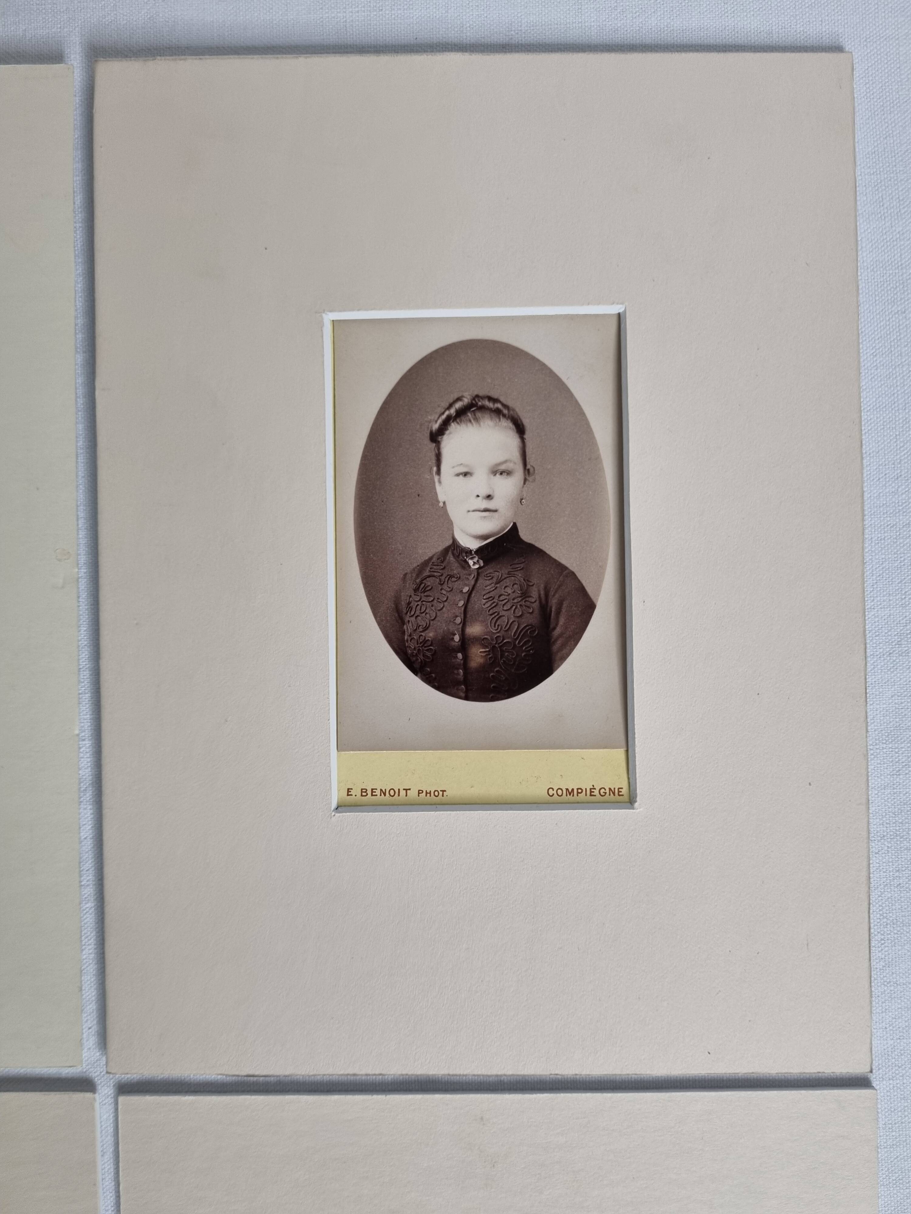 Set of 6 old photographs, oval and rectangular studio portraits from the 19th century