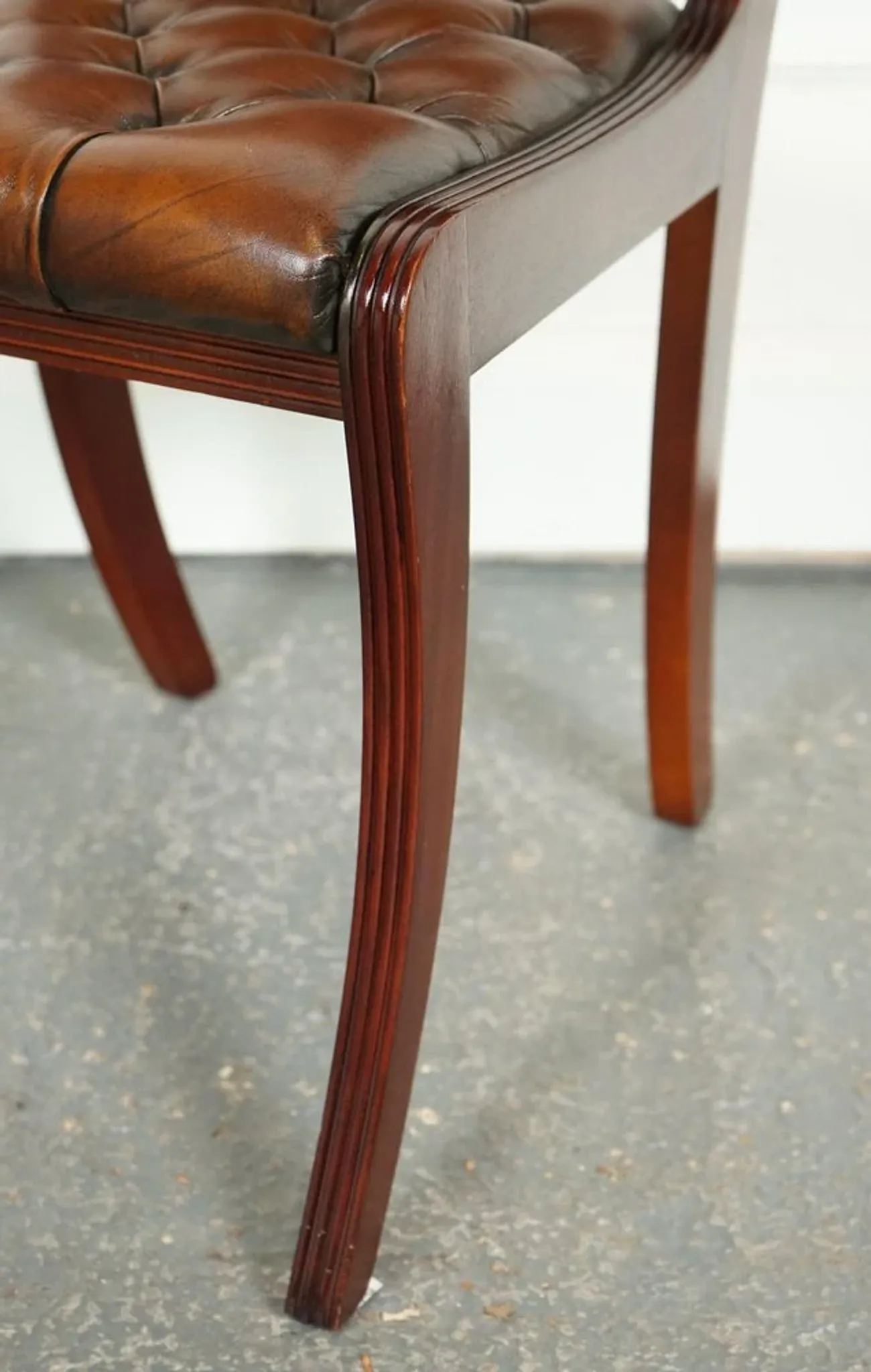 Chesterfield Leather Dining Chairs, Set of 6