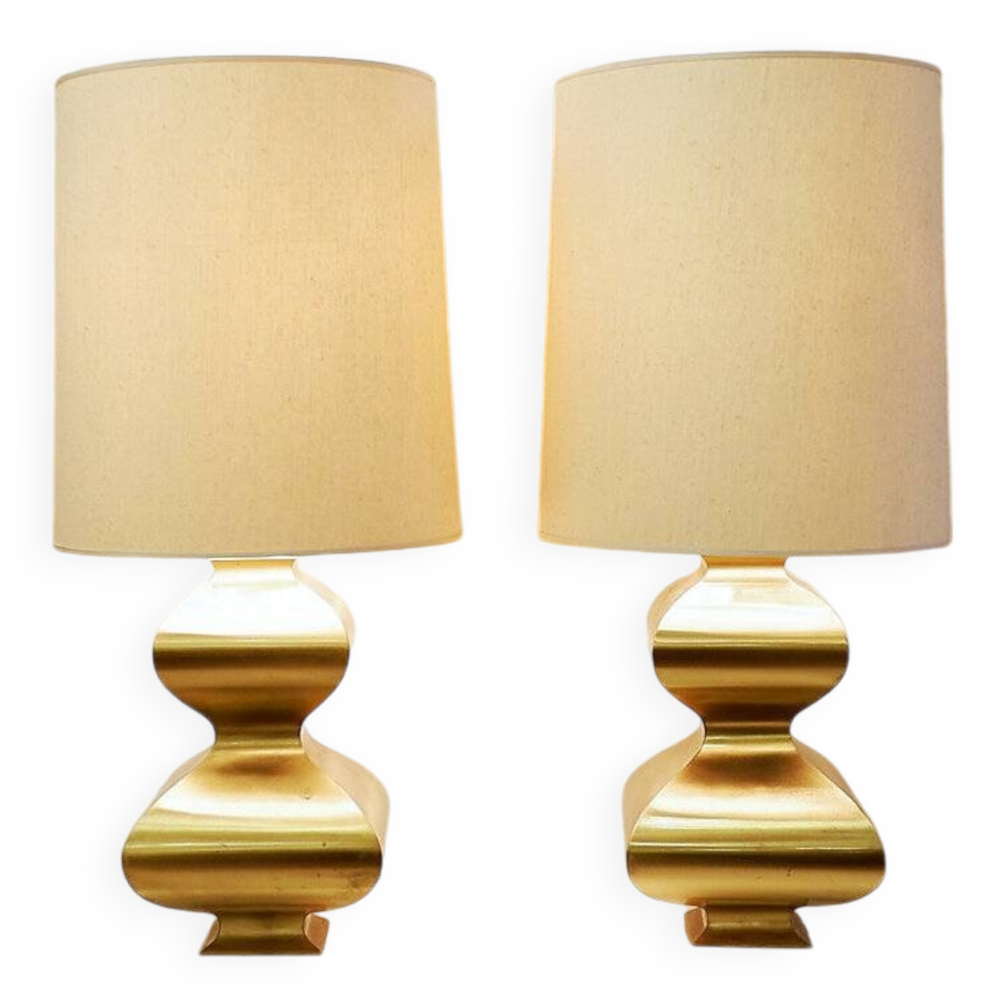 2 brass lamps, circa 1970