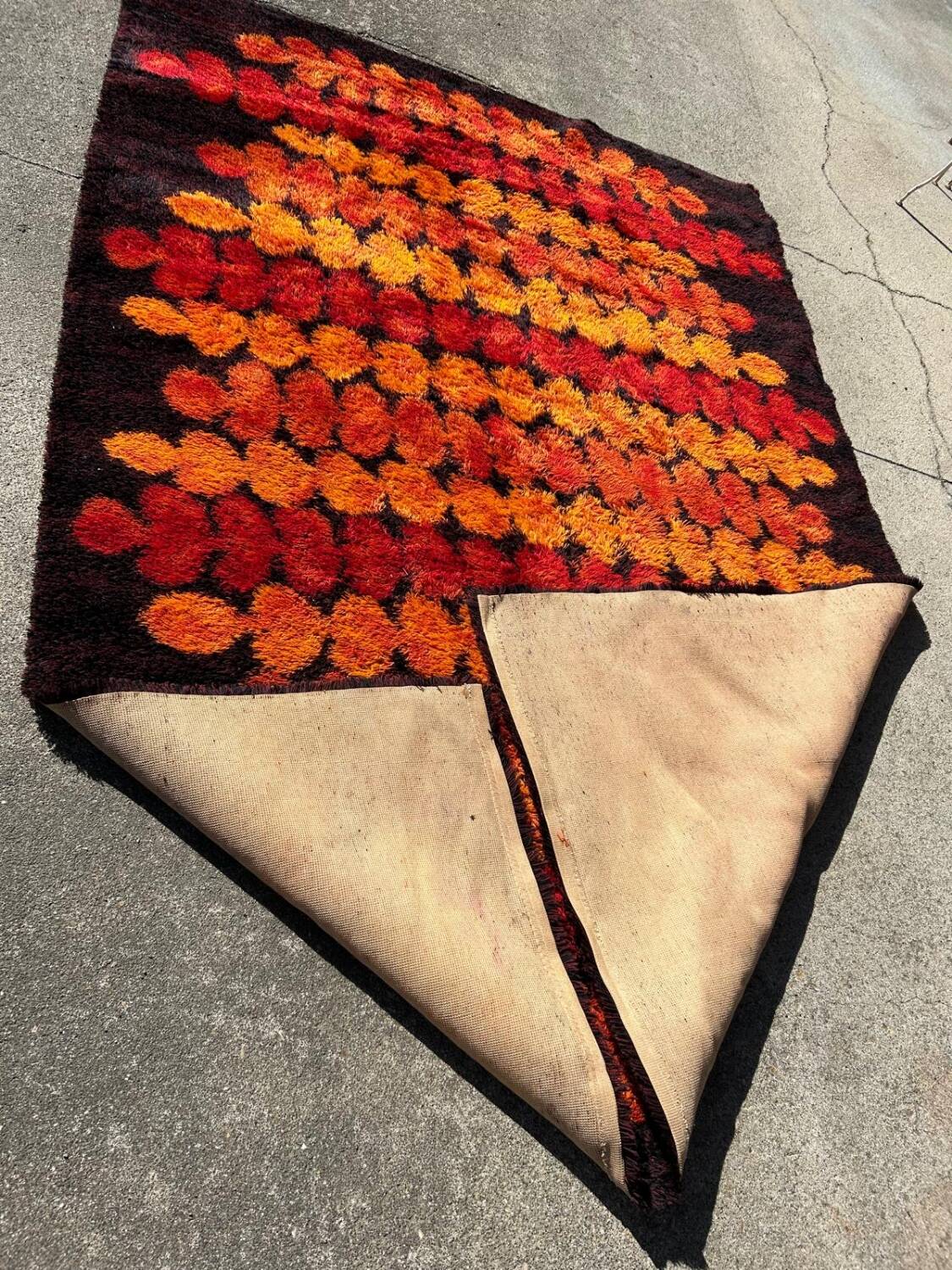 Large Vintage Scandinavian Space Age Wool Rug Circa 1970