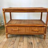 Rattan coffee table and cannage 60s