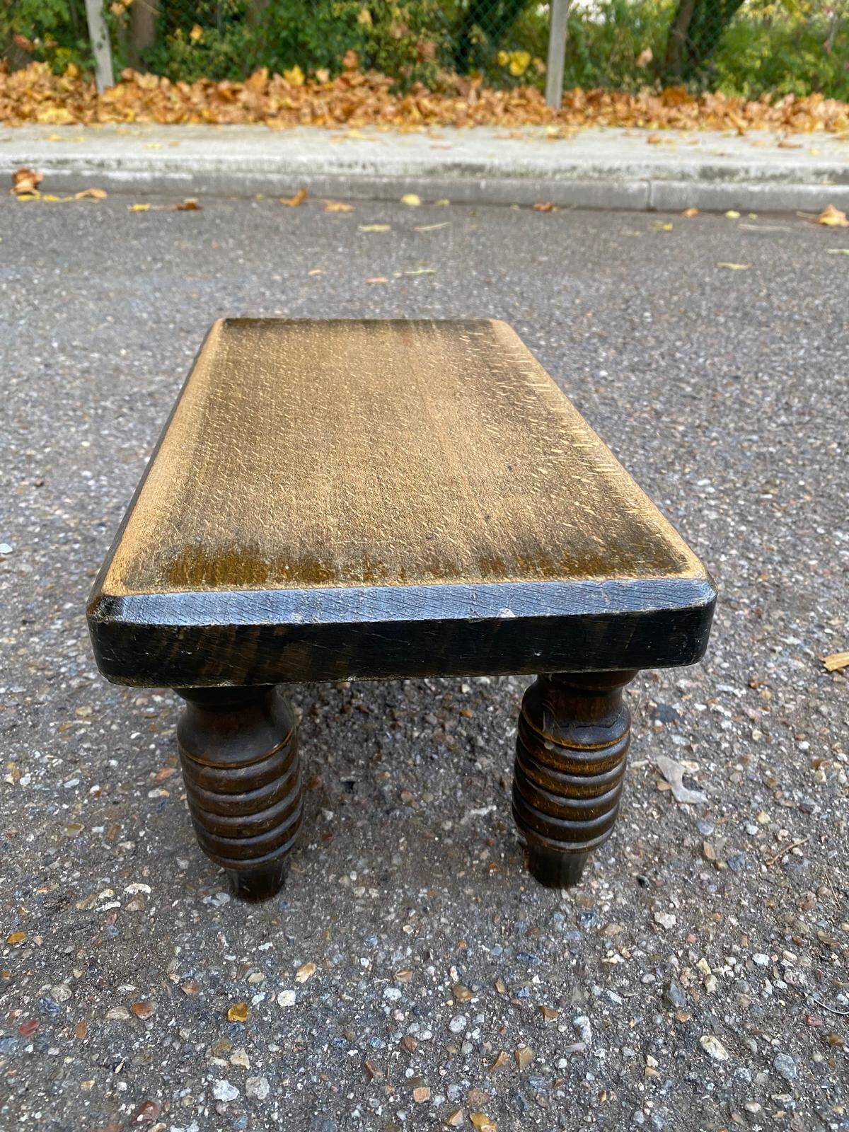Vintage stool with solid wood carved legs