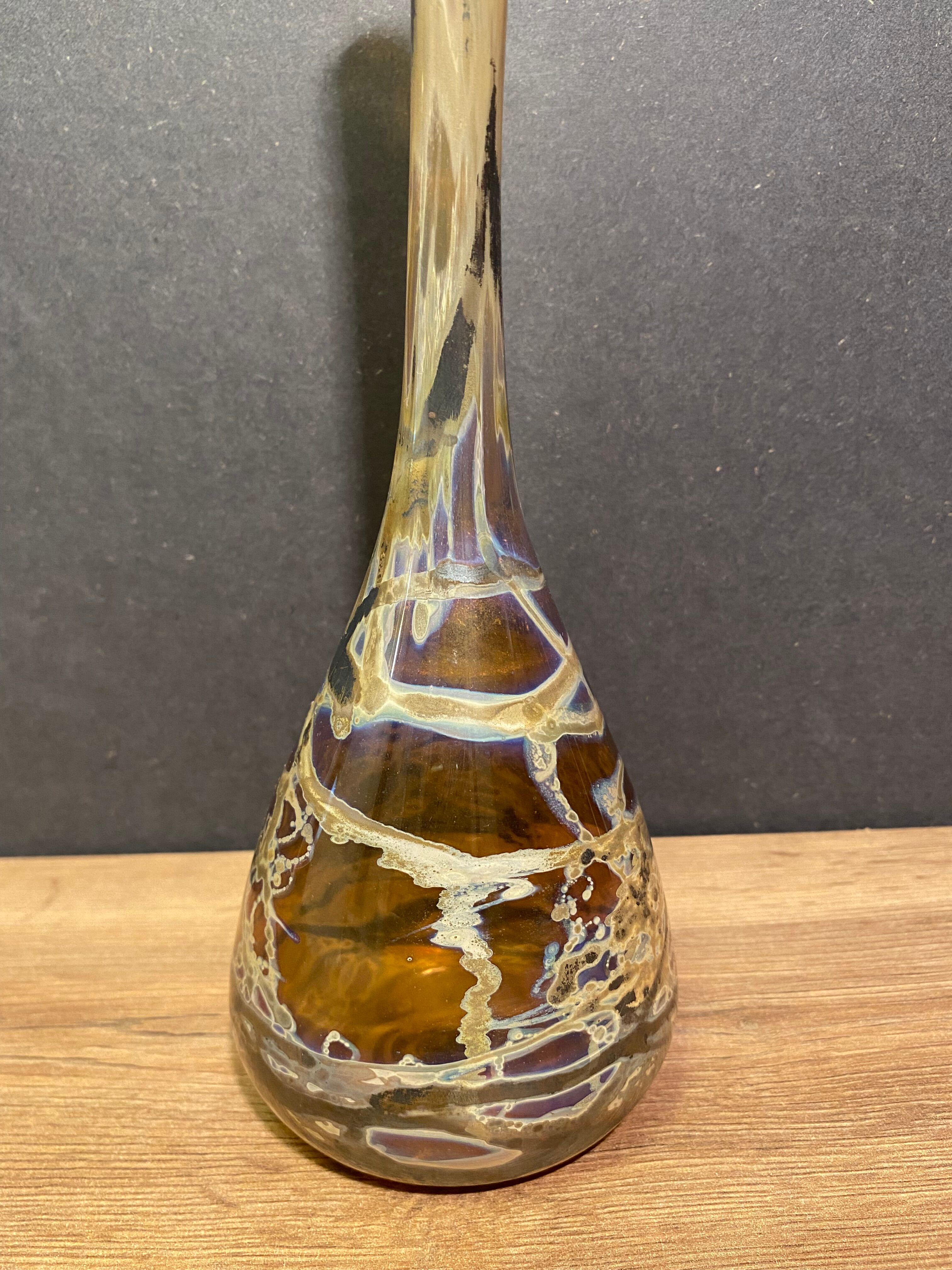 Soliflore vase in tinted glass with marbled decoration Murano Venice