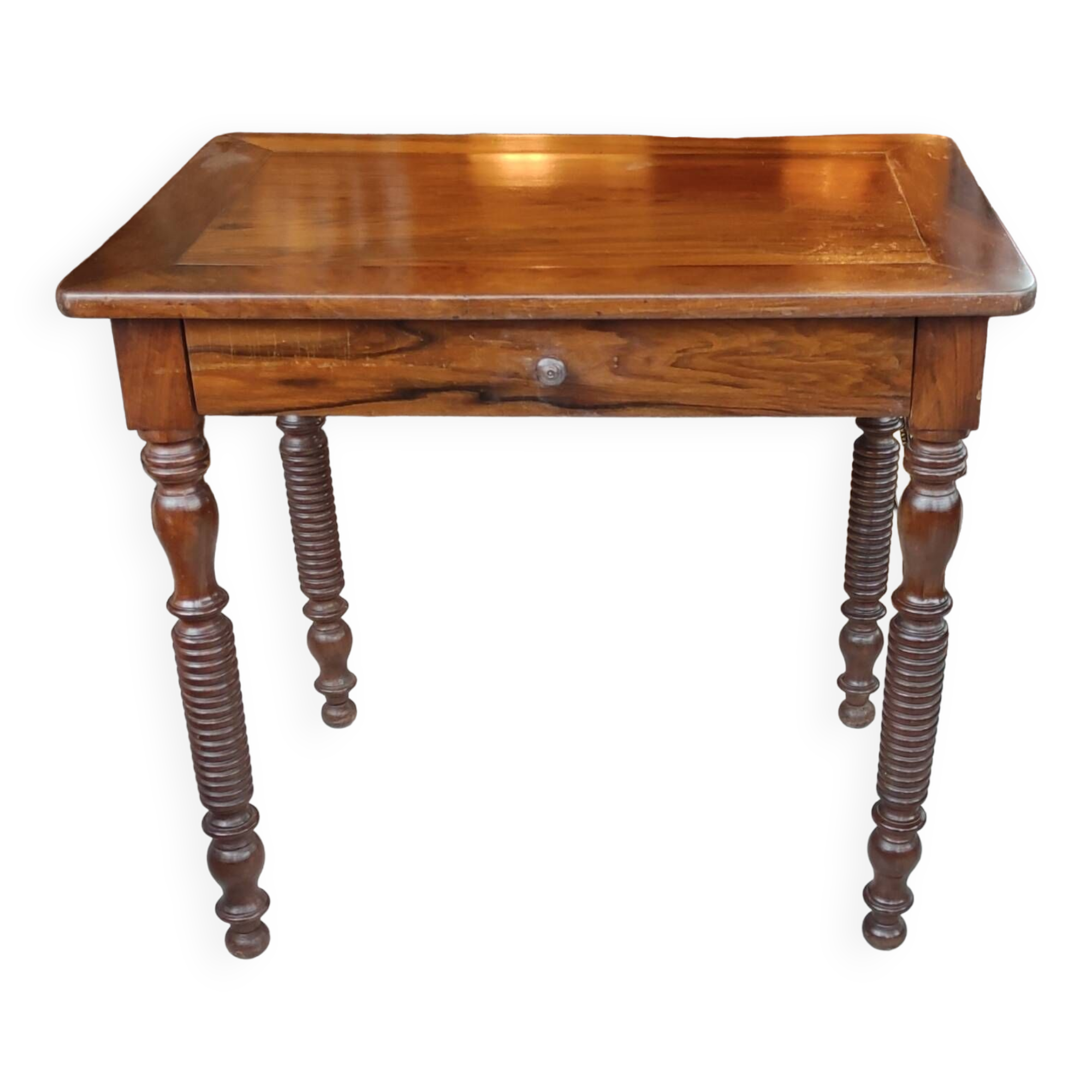 Old office side table/1 drawer/turned wood feet