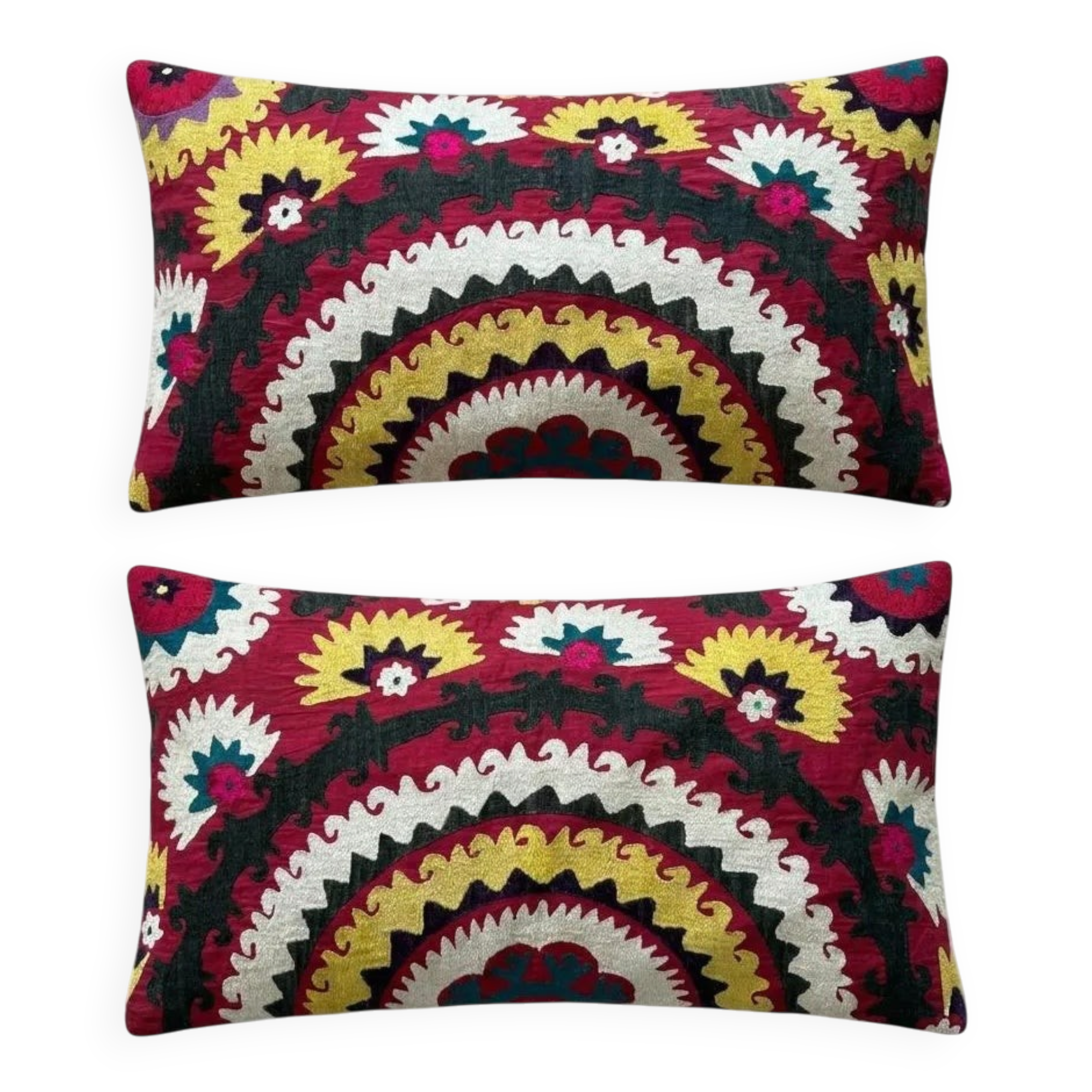 Set of 2 vintage embroidered cushion covers 46x81 cm