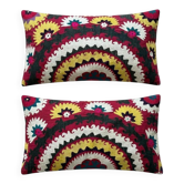 Lot de 2 housses de coussin brodées vintage 46x81 cm