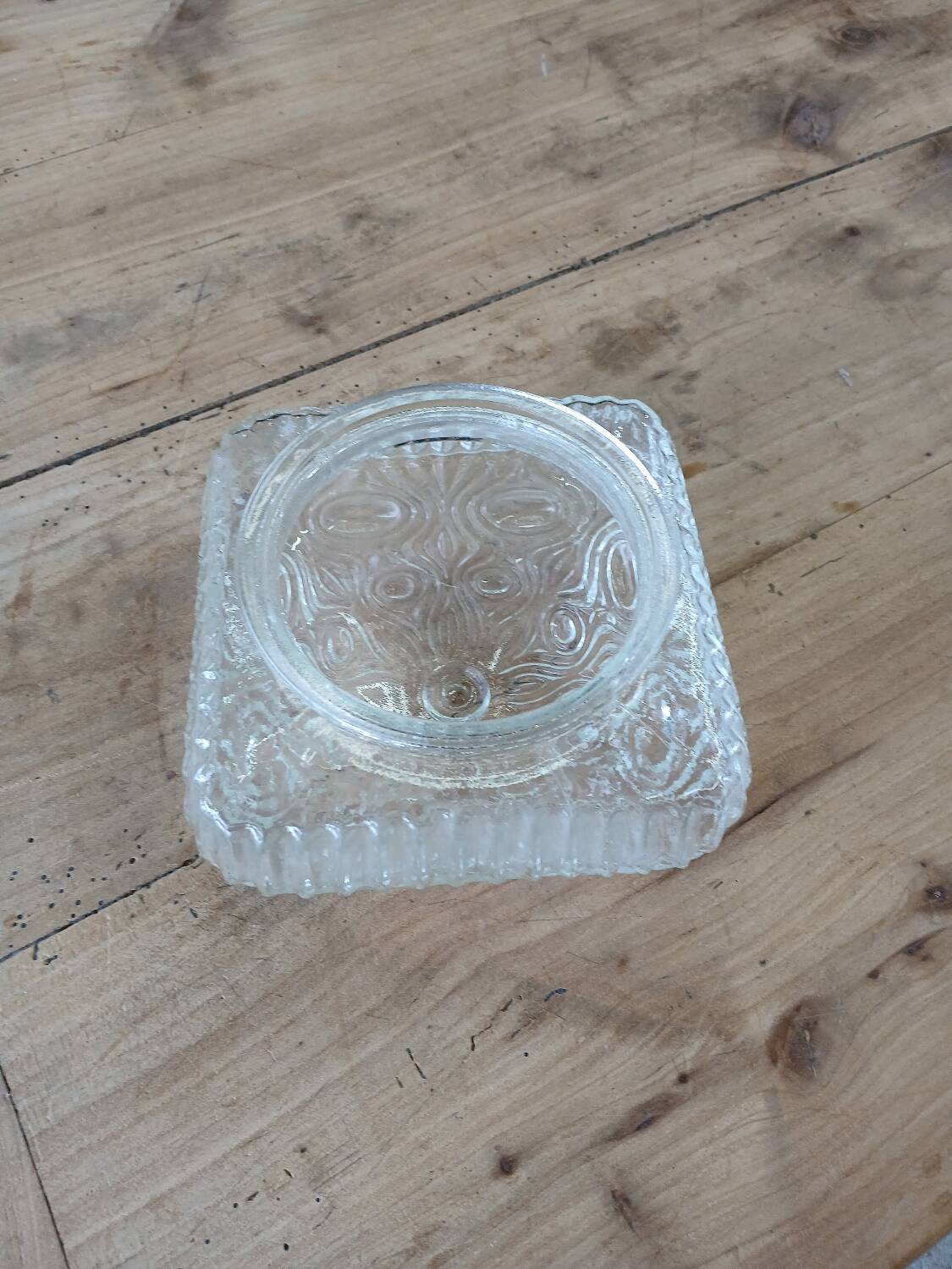 Antique ceiling light in molded glass