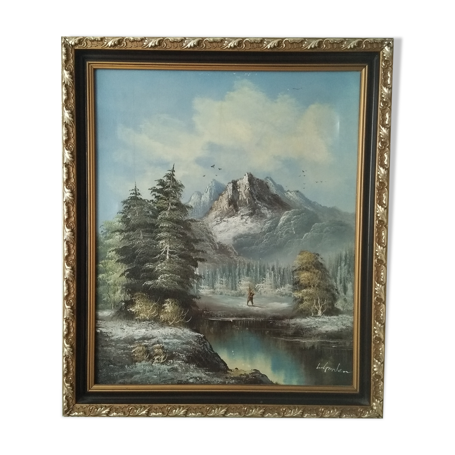 Painting mountain landscape oil painting by L Gorden Real hand-painted canvas Ta