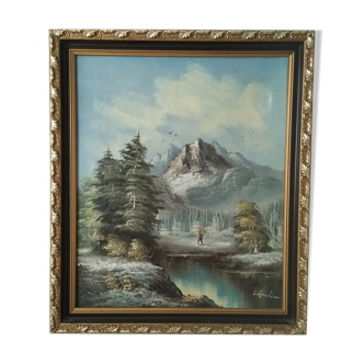 Painting mountain landscape oil painting by L Gorden Real hand-painted canvas Ta
