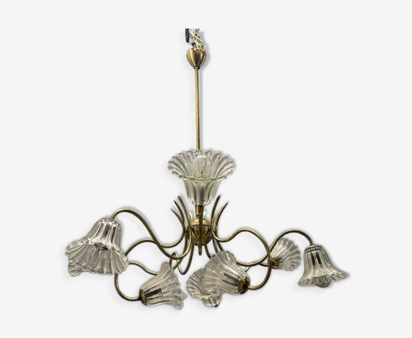 Lustre en verre de Murano italien, années 1950