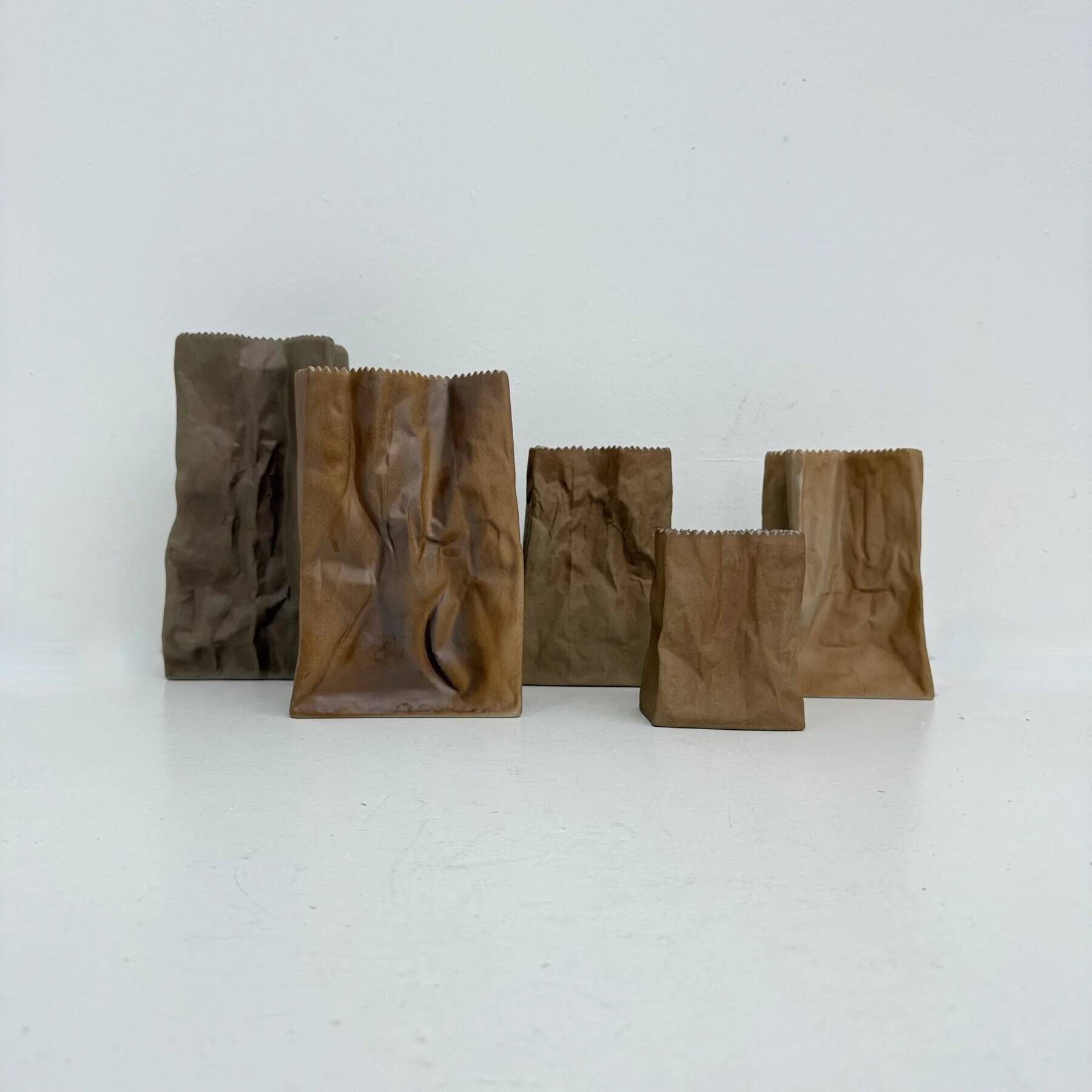 Set of 6 Rosenthal paper bag vases by Tapio Wirkkala, 1970s