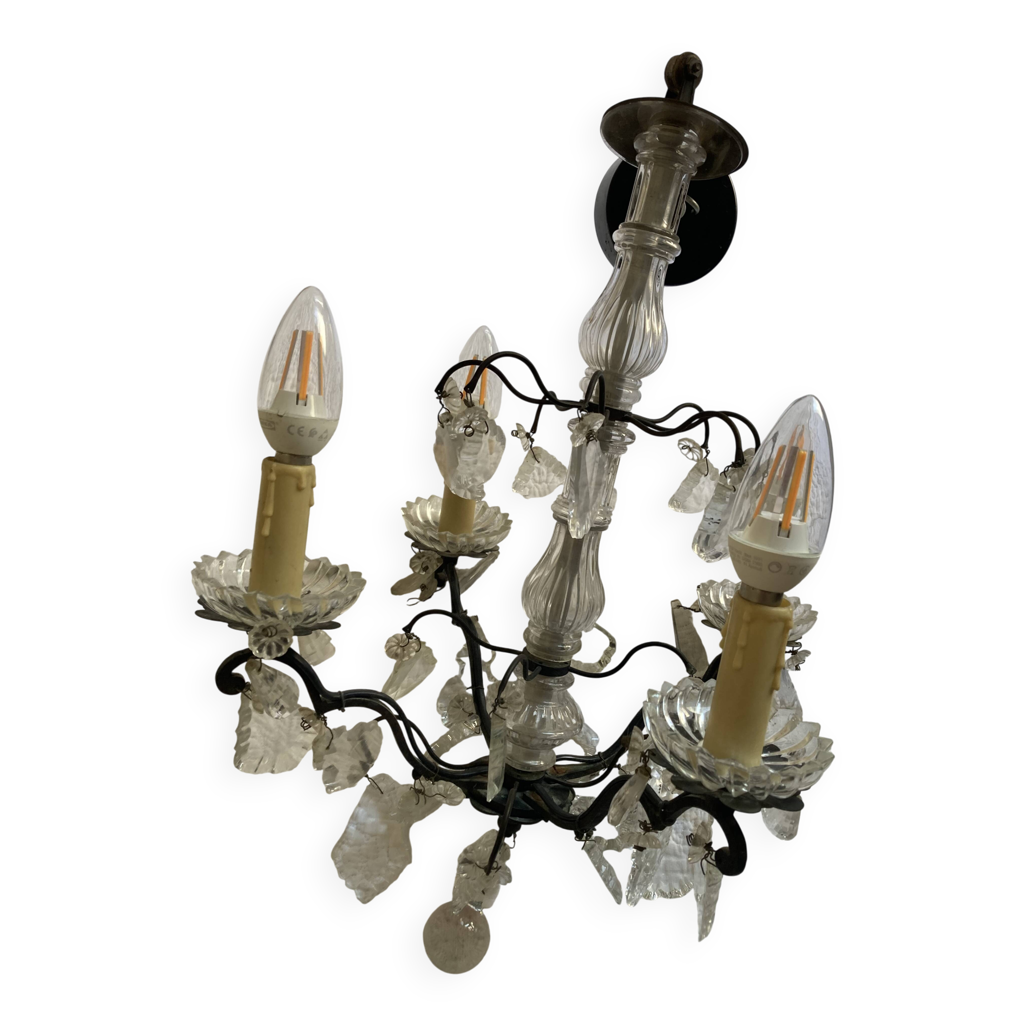 Lustre vintage à pampilles 4 branches