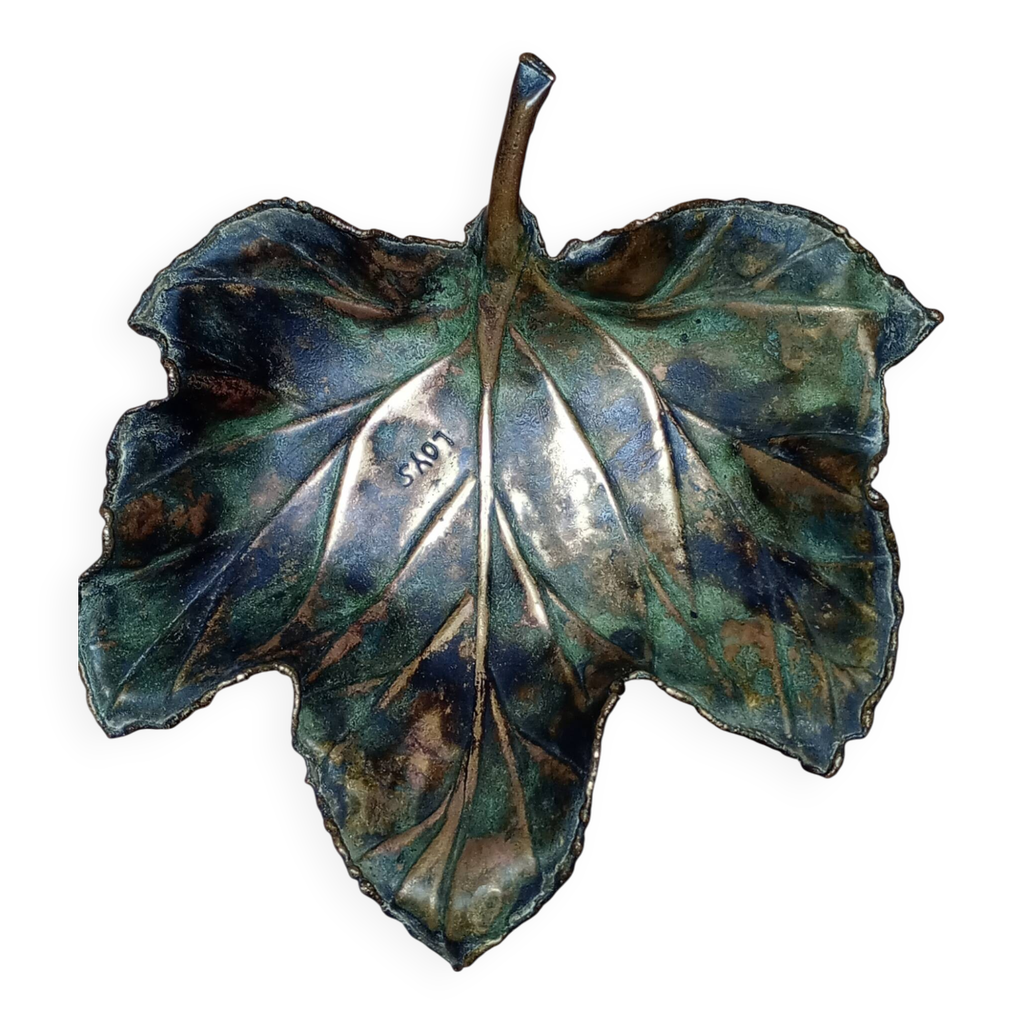 Collier Cuivre Signé Renoir - Pendentif Feuilles De Laurier, Occasion