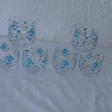 6 glasses veronica blue flowers Arcopal Arcoroc